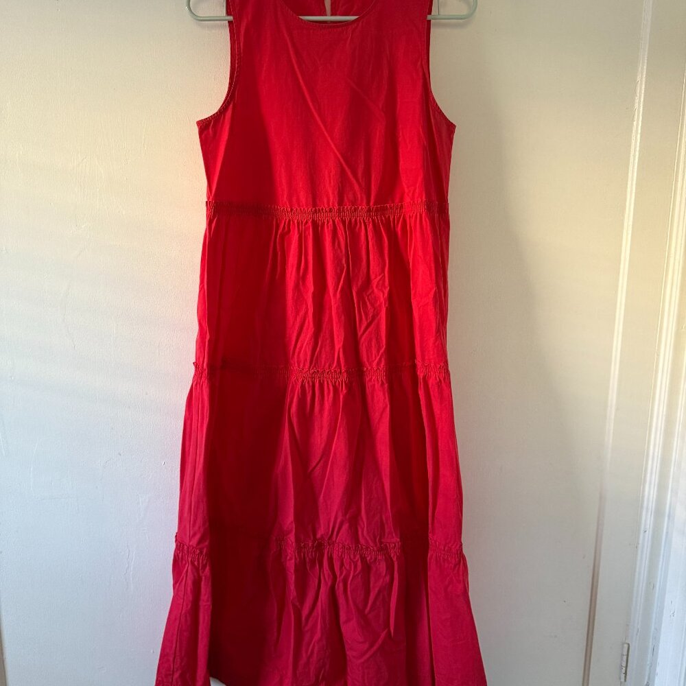 Madewell Red Cattail Tiered Dress